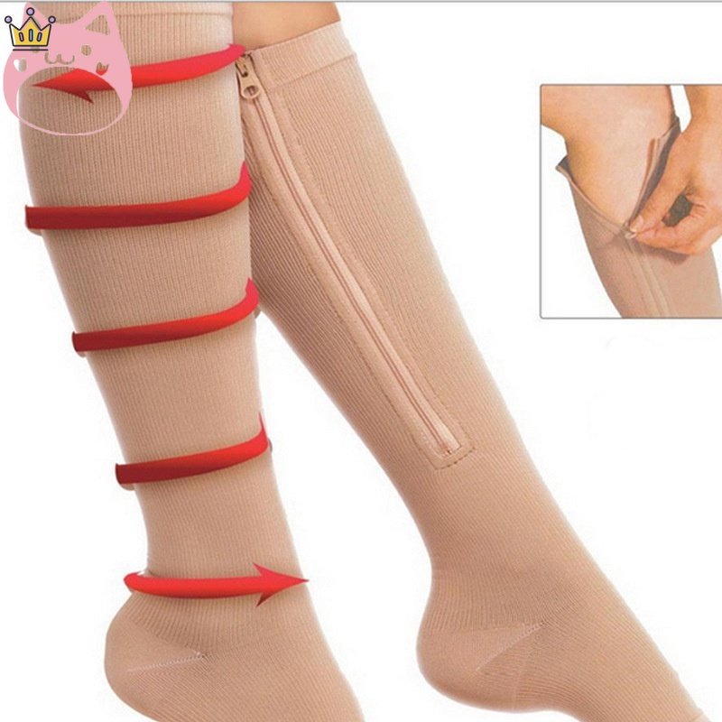 1 Đôi Vớ Thể Thao Dạng Nén Thoáng Khí Thoải Mái / Khóa Kéo / Sợi Đồng HGFJP5