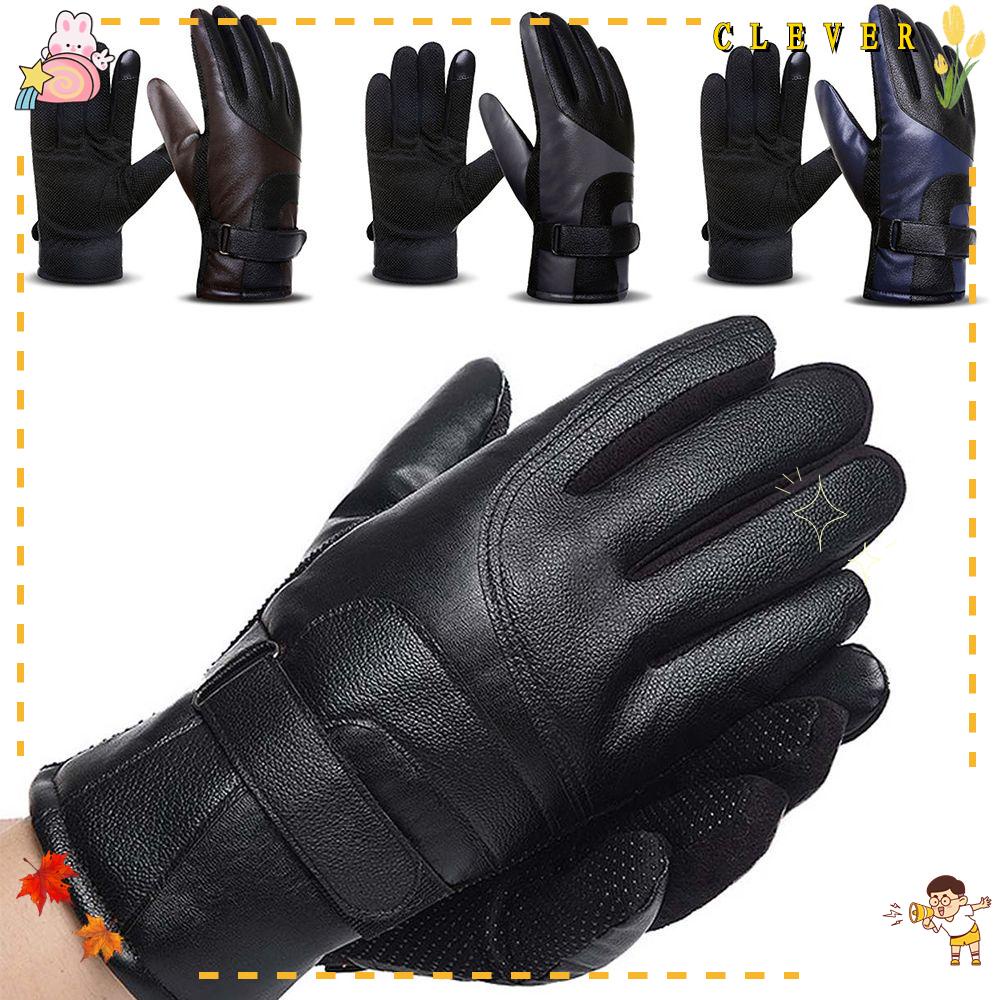Găng Tay Trượt Tuyết Bằng Da Chống Nước Chống Trượt Có Thể Chạm Màn Hình Cảm Ứng