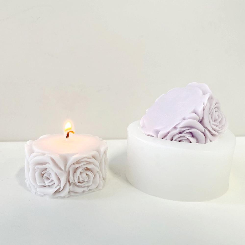Khuôn Silicone Làm Nến Xà Phòng Hình Hoa Hồng Sáng Tạo DIY