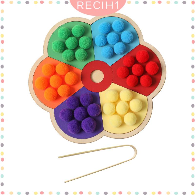 [Recih] Trò Chơi Hạt Gỗ Cảm Biến Kỹ Năng Động Cơ Mịn Phân Loại Montessori Giáo Dục Cho Bé