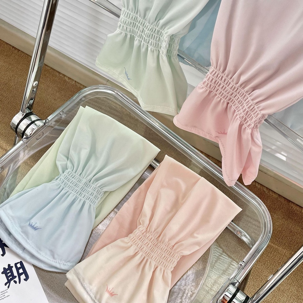 Găng Tay Chống Nắng Bằng Lụa Lạnh Họa Tiết Bướm Màu Gradient