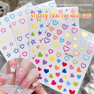 Sticker 3d | trái tim & ngôi sao neon 2023 | hình dán móng tay