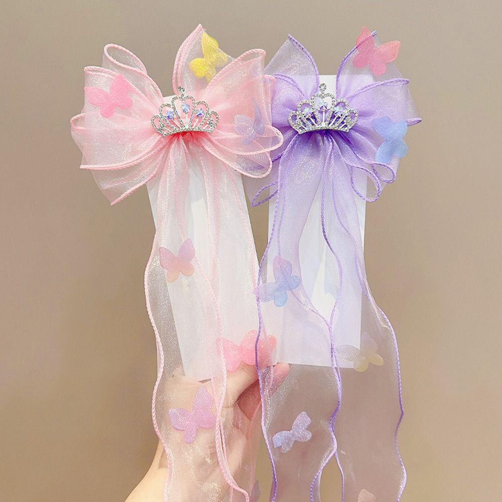 Kẹp Tóc Hình Bướm Đính Mạng Che Mặt Dễ Thương Cho Bé Gái