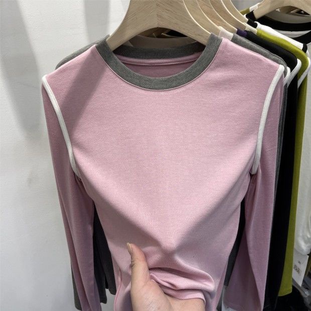 Áo Thun Cotton Cổ Tròn Tay Dài Phong Cách Hàn Quốc Mới Cho Nữ