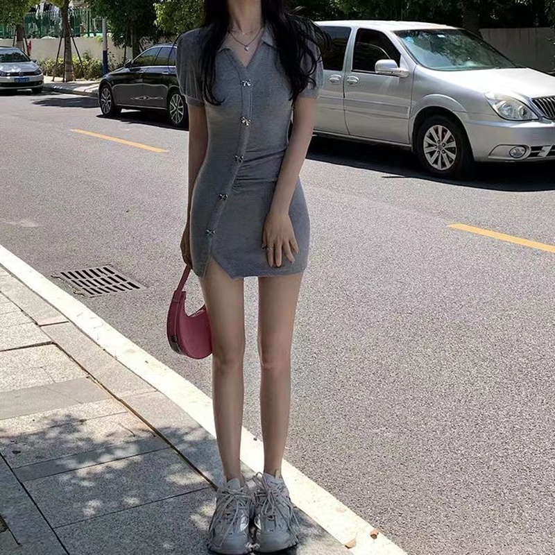 IELGY   Đầm Tay Ngắn Dáng Ôm Thời Trang Quyến Rũ Cho Nữ