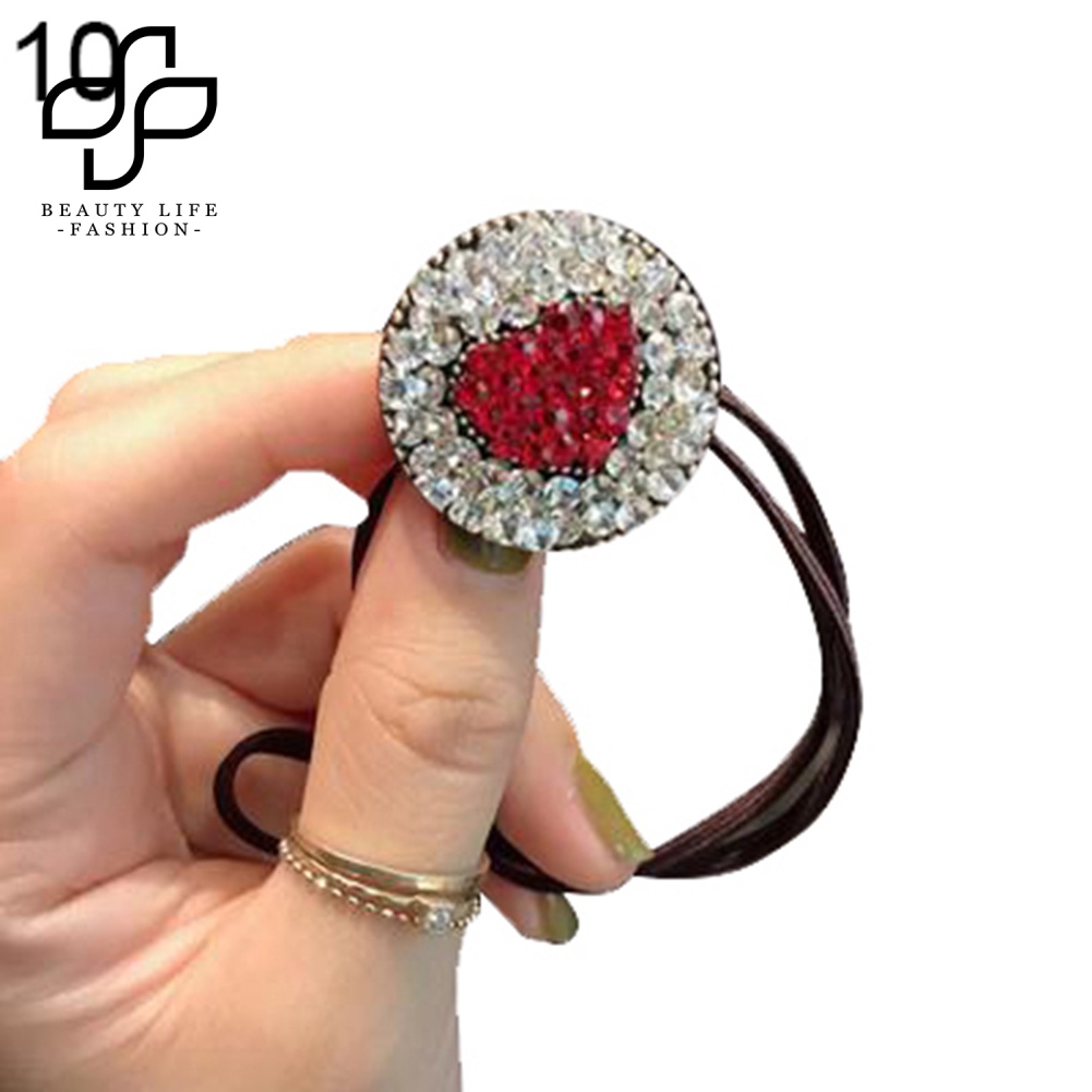 Dây Cột Tóc Đính Đá Tròn Co Giãn Thời Trang Cho Nữ