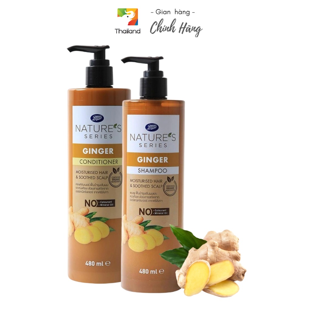 Set dầu gội dầu xả gừng Boots Nature's Series Ginger Shampoo and conditioner Thái Lan