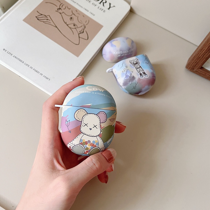 Vỏ Bảo Vệ Hộp Sạc Tai Nghe Redmi Buds 4 Lite Redmi AirDots 3 Pro Matte PC Cứng In Họa Tiết Gấu Dễ Thương Kèm Móc Treo Tiện Dụng