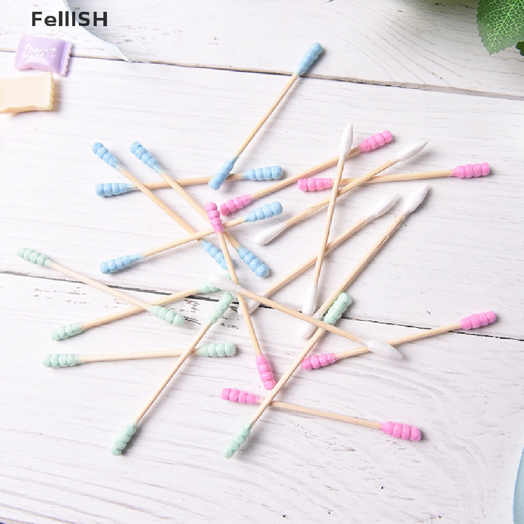 Túi 100 Tăm Bông Cotton Hai Đầu Màu Sắc Kẹo Ngọt 439br