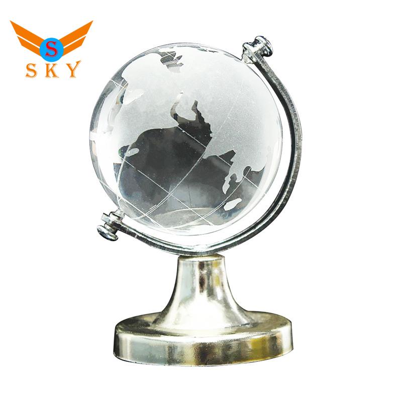 Quả Địa Cầu Pha Lê Bằng Thủy Tinh Mờ Có Giá Đỡ Để Bàn Trang Trí Nhà Cửa /