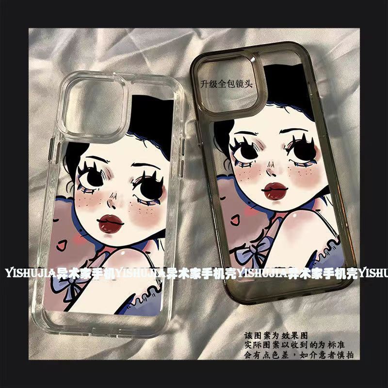 ✅Ốp Điện Thoại Mềm Họa Tiết Cô Gái Mắt To Dễ Thương Cho iPhone 14 13Promax 12Pro 11 X Xr Y6SK