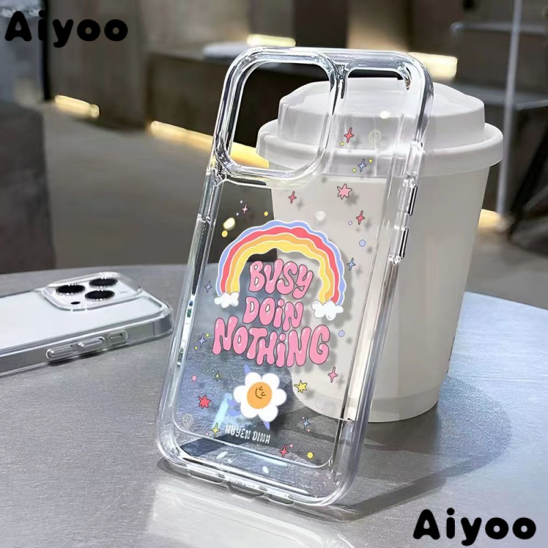 ✅Ốp Điện Thoại Trong Suốt Họa Tiết Cầu Vồng Cho iPhone 13 / 12 11 / xr / xs 7 / 8p 5TPO