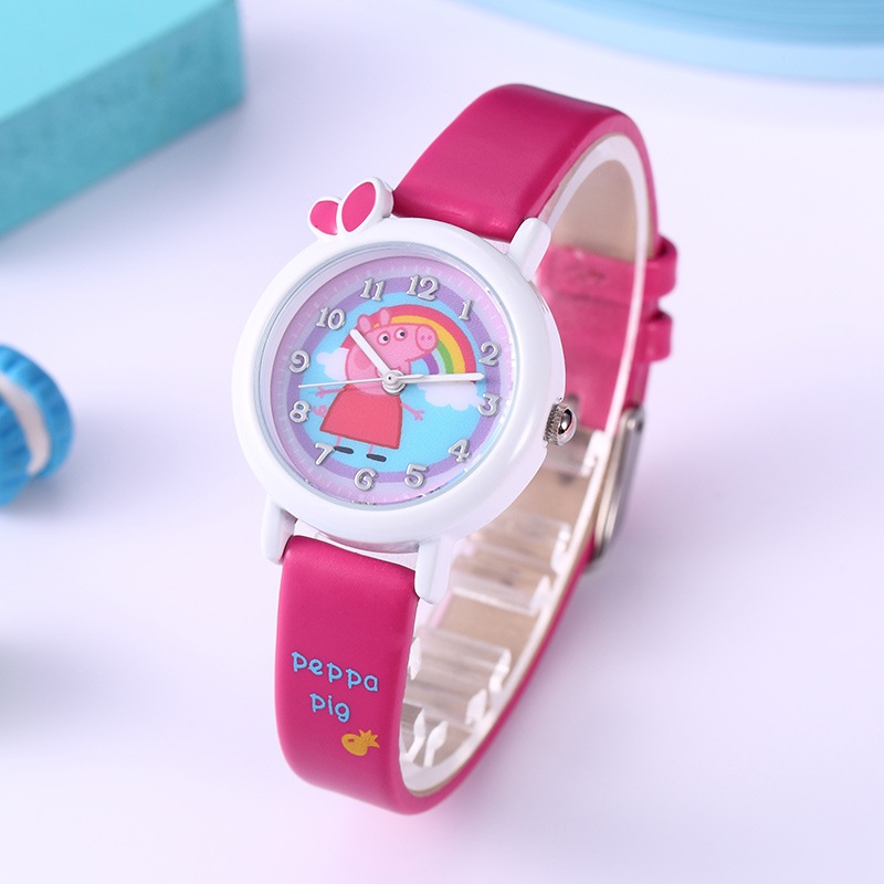 Đồng Hồ Thạch Anh Chống Thấm Nước Hình Heo Peppa Đáng Yêu Cho Bé
