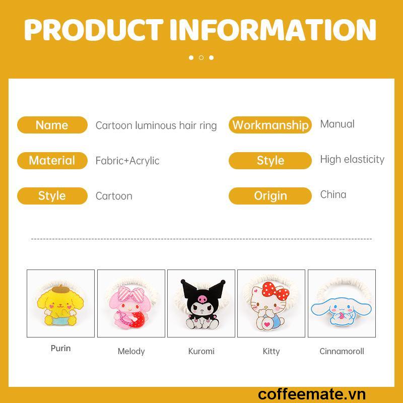 ⚡Sanrio dây cột tóc Phim tai nghe hoạt hình Kuromi Rubber Band lớn dây lông ruột lớn