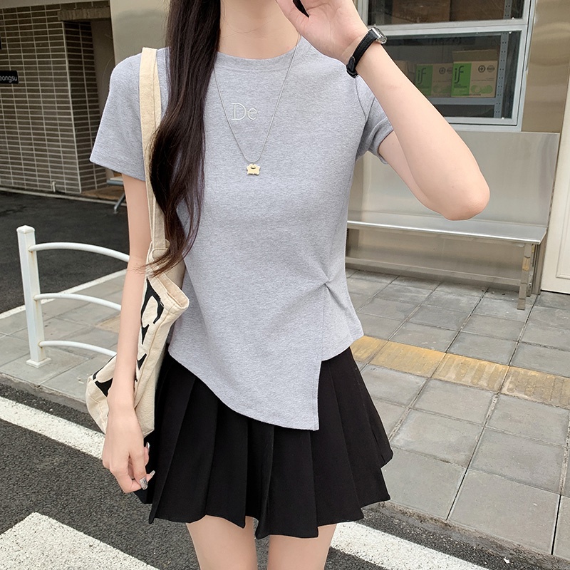 NRVP Áo Thun Tay Ngắn Dáng Ôm In Họa Tiết Độc Đáo Thời Trang Đường Phố Hàn Quốc Cho Nữ