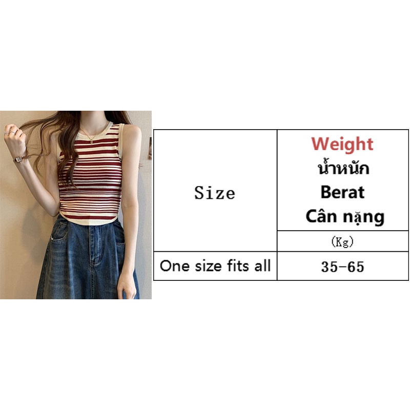 Áo Hai Dây Dệt Kim Dáng Ngắn Họa Tiết Kẻ Sọc Thời Trang Cho Nữ