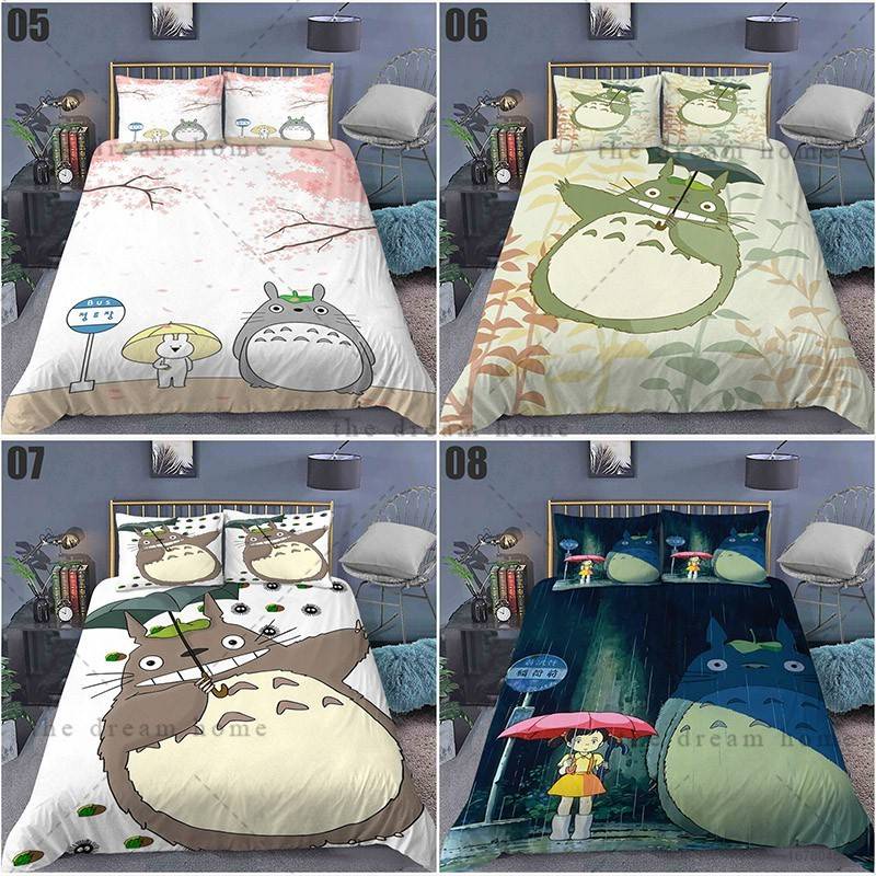 Bộ Chăn Ga Và Vỏ Gối 3 Trong 1 In Hình Totoro Đáng Yêu TY3