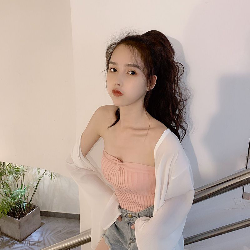 Áo ống COZOK dệt kim trễ vai thiết kế quyến rũ cho nữ