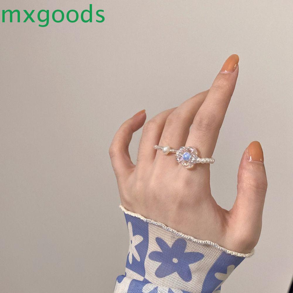 Set 2 nhẫn đeo ngón tay co giãn đính ngọc trai nhân tạo thời trang cổ điển cho nữ