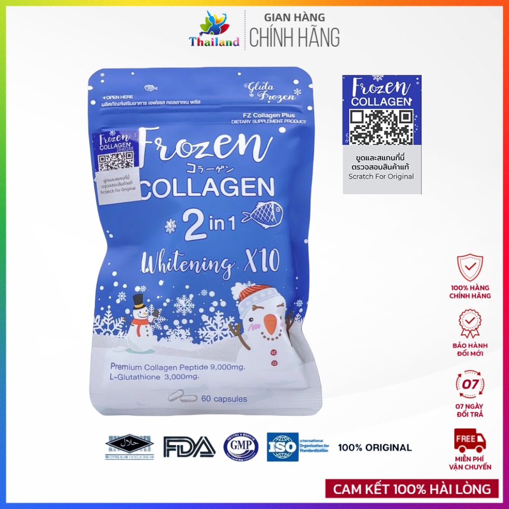 Viên uống Frozen Collagen 2 in 1 Whitening X10 Thái Lan 60 viên chăm sóc da hàng ngày