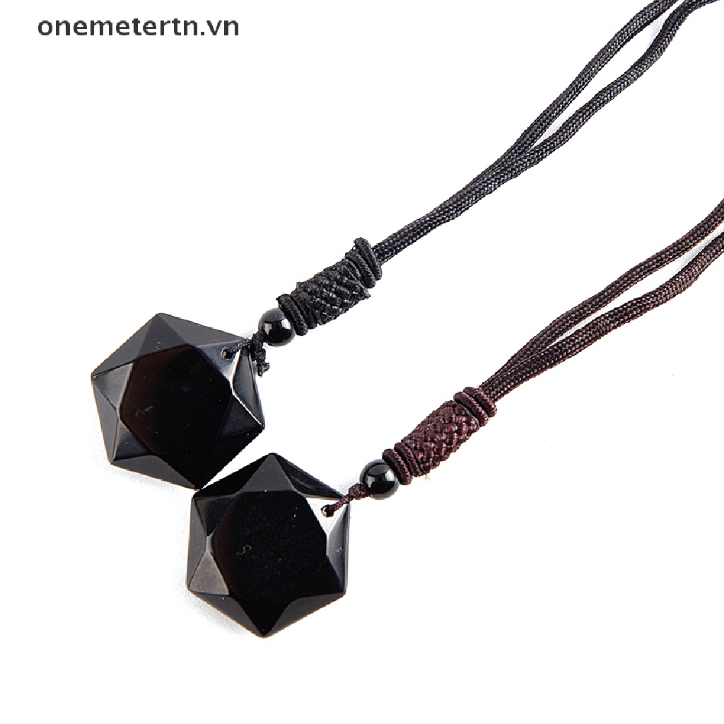 Vòng cổ Mặt Đá Obsidian Sáu Ngôi Sao May Mắn
