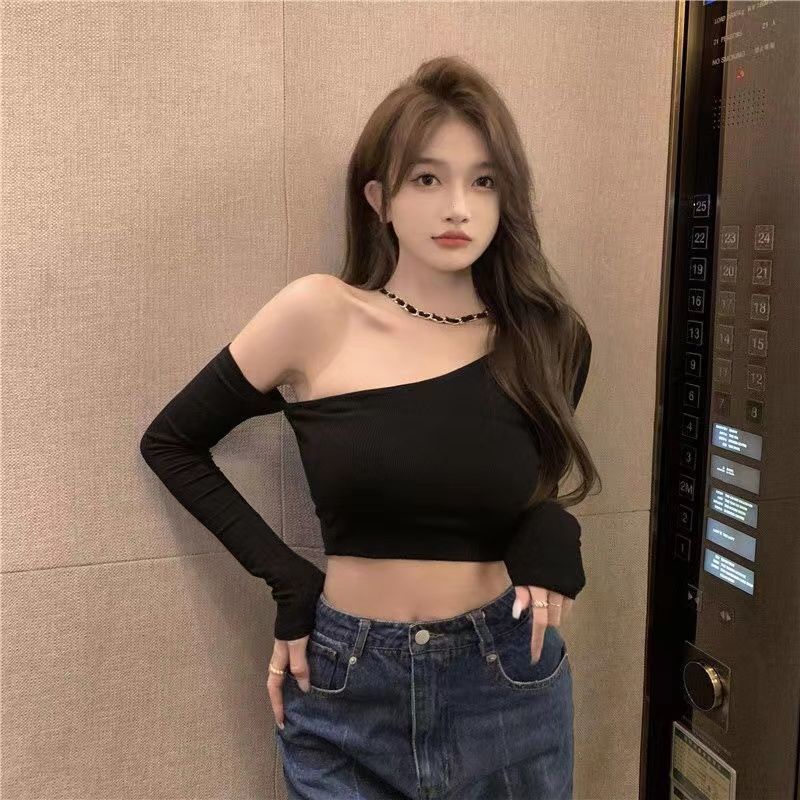 JINSHIHUI Áo Croptop JINSHIHUI Dáng Ôm Lưng Cao Thời Trang 2023 NEW MAR1413