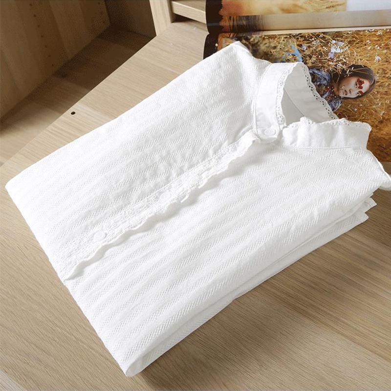 Áo Sơ Mi Phối Ren Thiết Kế Tối Giản Thoải Mái Thoáng Khí