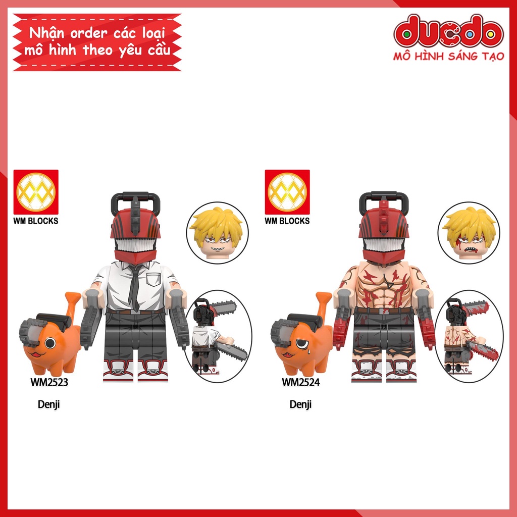 Minifigures nhân vật Quỷ Máy Cưa Chainsaw Man Denji Pochita - Đồ chơi Lắp ghép Xếp hình Mini Mô hình WM2523 WM2524