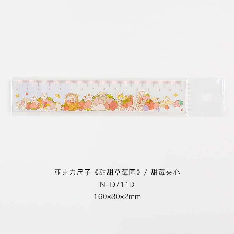 Thước Vẽ Hình Quả Dâu Hoạt Hình 15cm Bằng Acrylic Trong Suốt