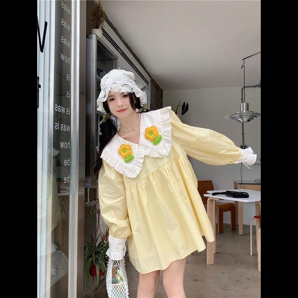 Đầm Tay Dài Cổ Búp Bê Thiết Kế Ba Chiều Ngọt Ngào Thời Trang Mới Cho Nữ