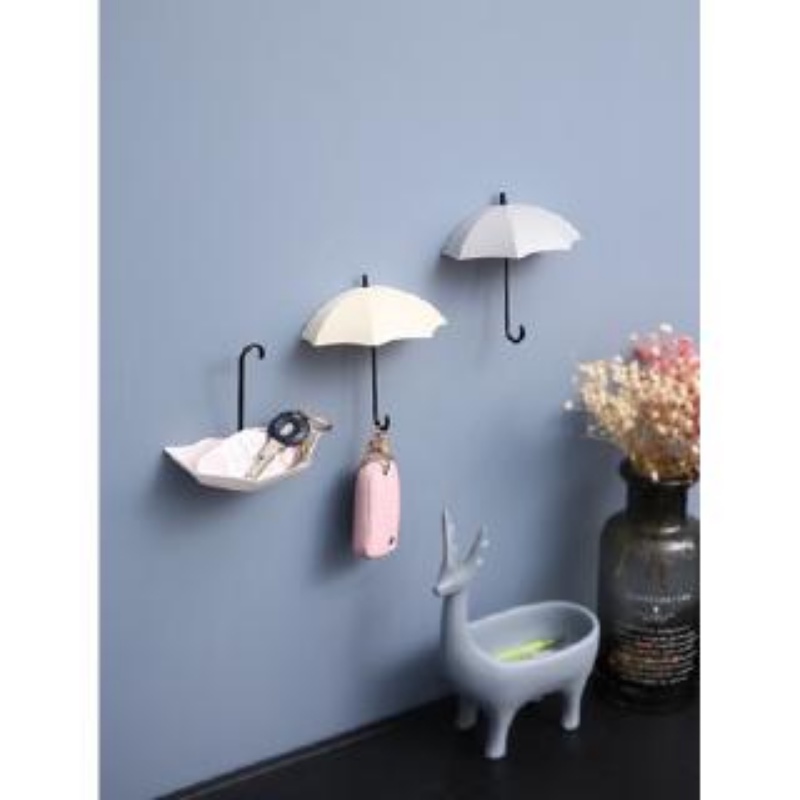 Set 3 Móc Treo Đồ Dán Tường Hình Cây Dù Sáng Tạo