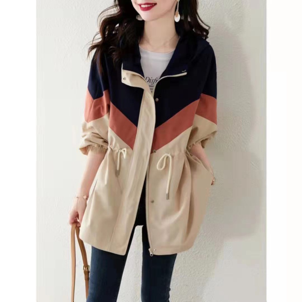 Áo Khoác Gió Có Nón Màu Sắc Đơn Giản Thoải Mái Thời Trang Mùa Thu Cho Nữ