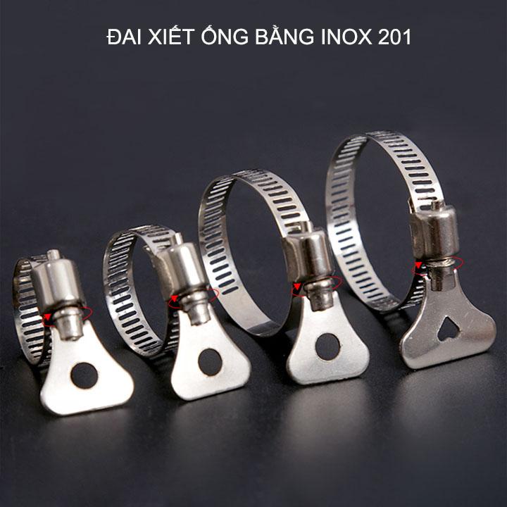 Cổ dề inox 201, đai xiết ống bằng inox 201 không gỉ, bộ 10 đai, có nhiều kích cỡ