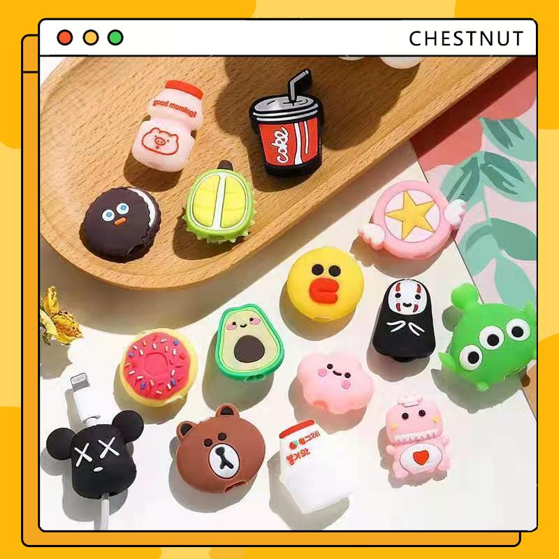 Phụ kiện thú silicon bọc bảo vệ đầu dây cáp sạc USB cute siêu dễ thương kế nhân vật hoạt hình