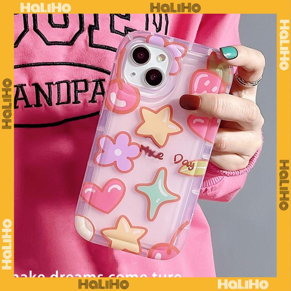 Case For iPhone 14 Pro Max Soft TPU Clear Pink Jelly Airbag Case Cute Colorful Star Camera Protection Shockproof For iPhone 14 13 12 11 Plus Pro Max 7 Plus X XR