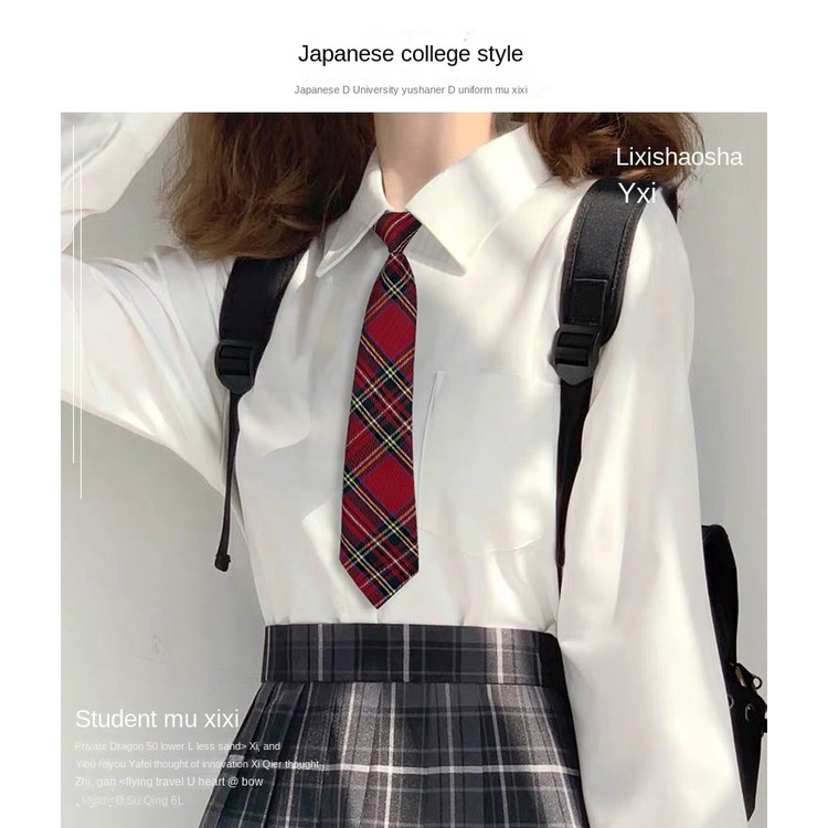 Cà Vạt Nơ Đồng Phục Học Sinh Nhật Bản Màu Trắng / Đỏ / Vàng / Sọc Caro Phong Cách Preppy Mới Cho Nữ