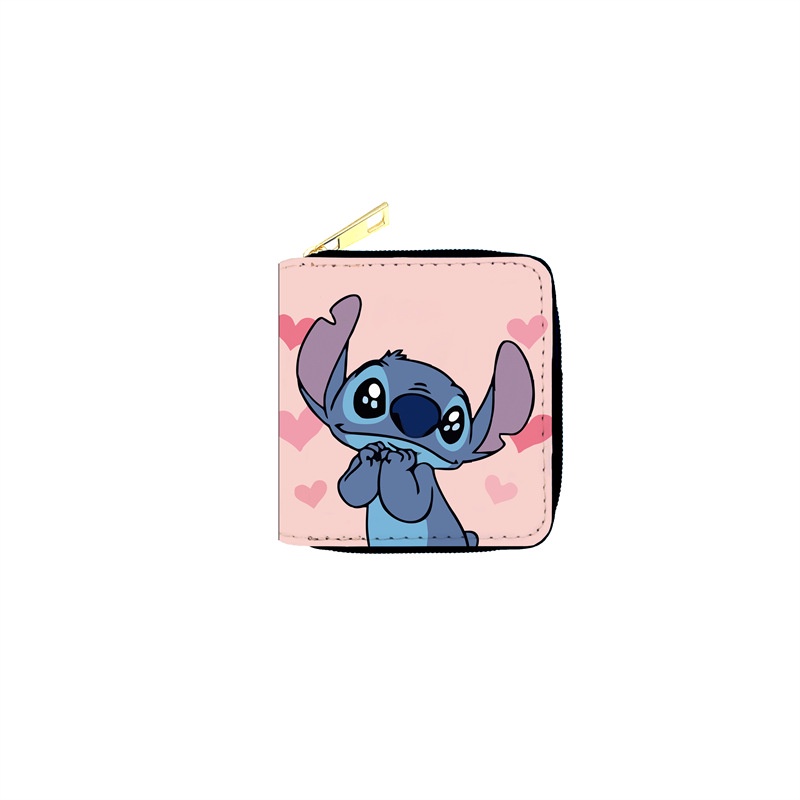 Ví Ngắn Có Khóa Kéo Họa Tiết Stitch Dễ Thương Đa Năng