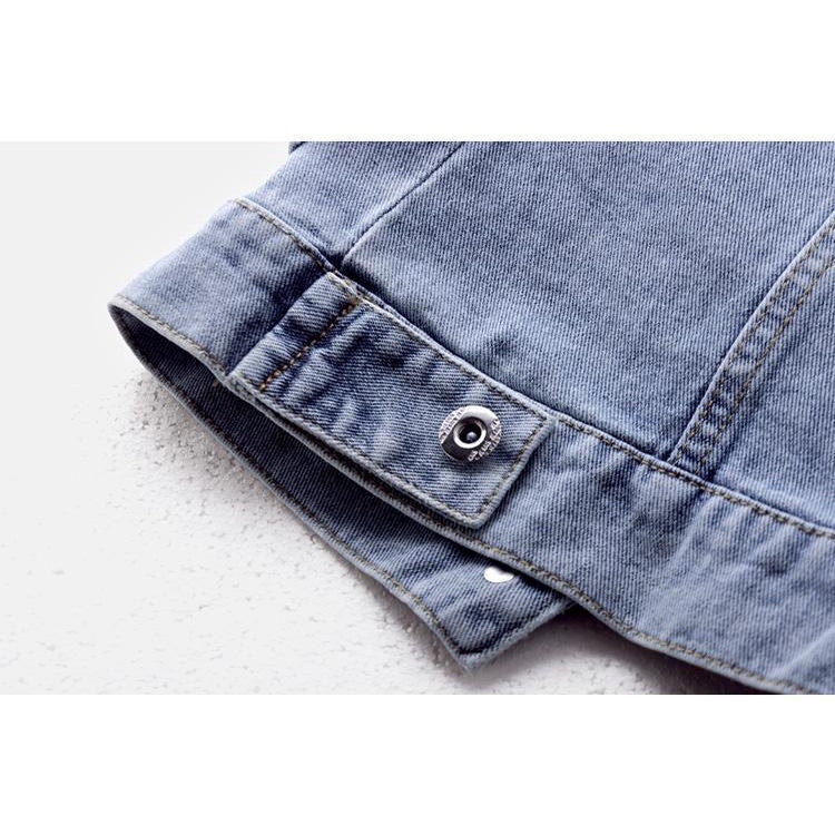 Áo Khoác Denim Không Tay Họa Tiết Kẻ Sọc Thời Trang Cổ Điển