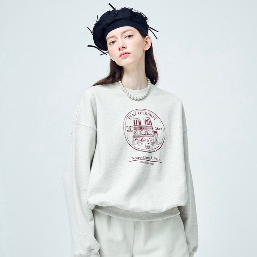 Áo Nỉ cotton Cổ Thuyền In Chữ Mardi Mercredi 'S Mới