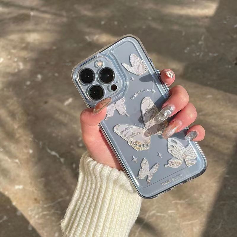 ✅Ốp Điện Thoại Trong Suốt Họa Tiết Cánh Bướm Xinh Xắn Cho iPhone14promax 13 XR 11 / 12 xs / XR KK4F