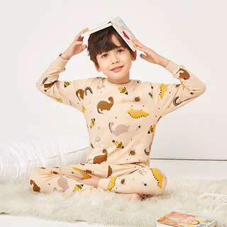 Bộ Đồ Ngủ Chất Liệu Cotton 100-165cm In Họa Tiết Xinh Xắn Thời Trang Mùa Thu Cho Bé