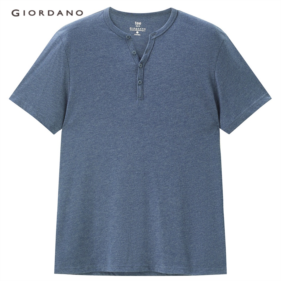 Áo thun GIORDANO 01022418 tay ngắn cổ tròn màu trơn dành cho nam