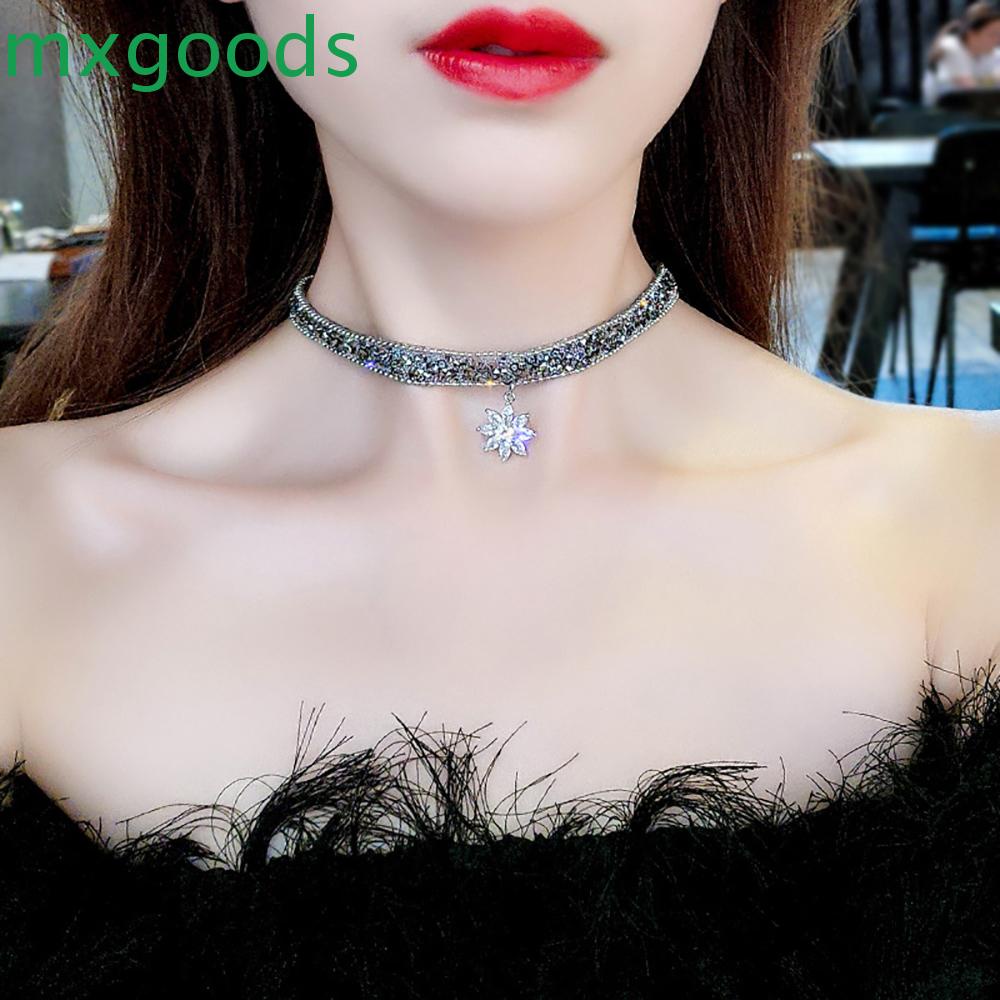 Sang Trọng MXGOODS|Vòng Cổ Choker Bằng Hợp Kim Họa Tiết Hoa Tuyết Thời Trang Cho Nữ
