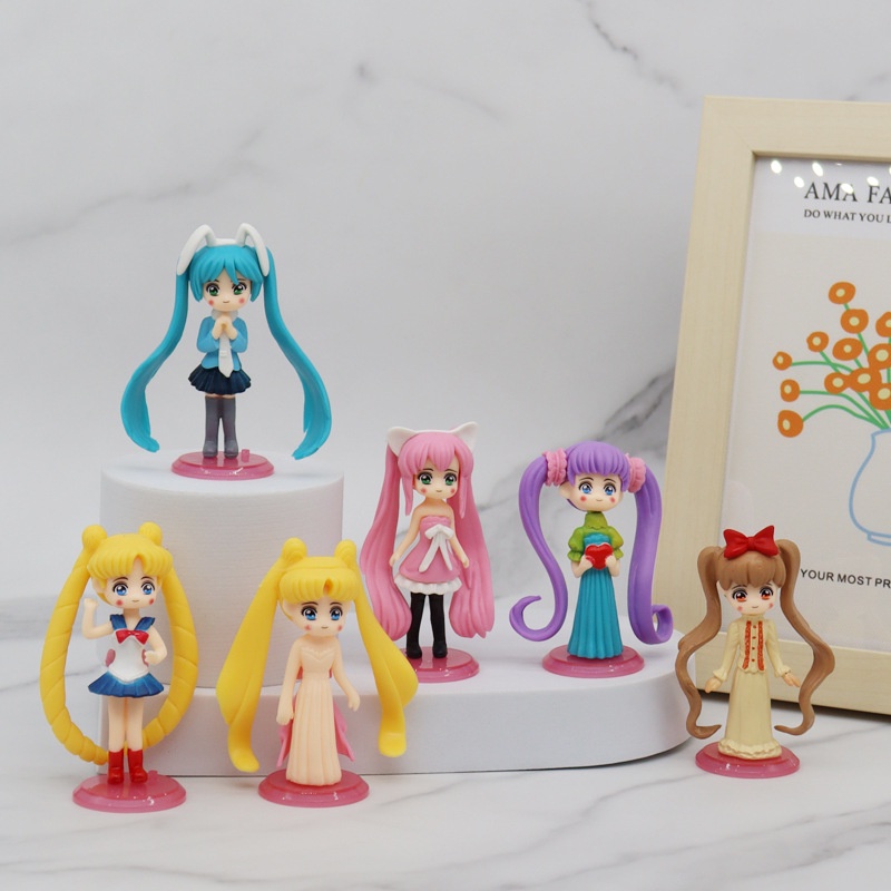 Set 6 Mô Hình Búp Bê Thủy Thủ Mặt Trăng Kích Thước 9cm