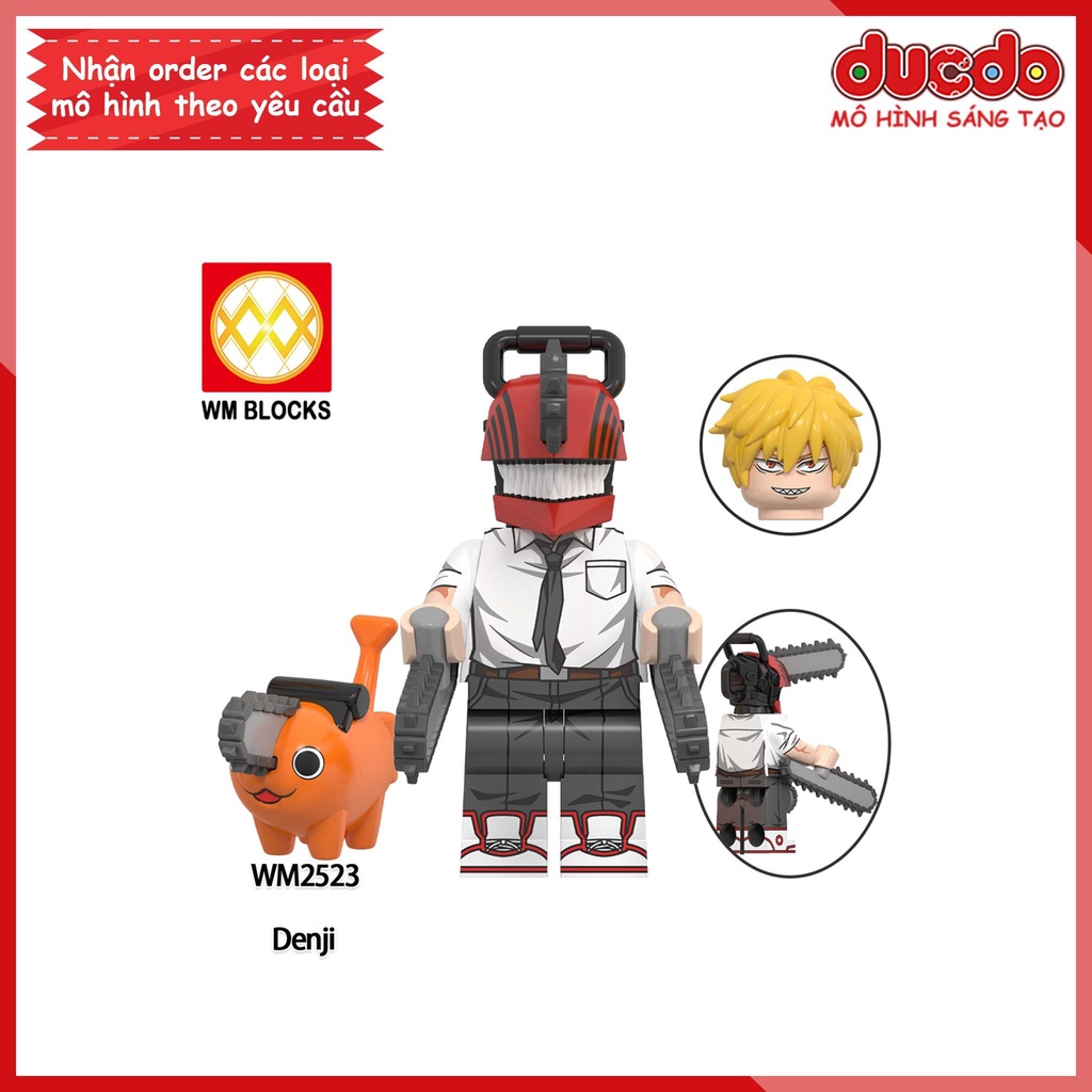 Minifigures nhân vật Quỷ Máy Cưa Chainsaw Man Denji Pochita - Đồ chơi Lắp ghép Xếp hình Mini Mô hình WM2523 WM2524