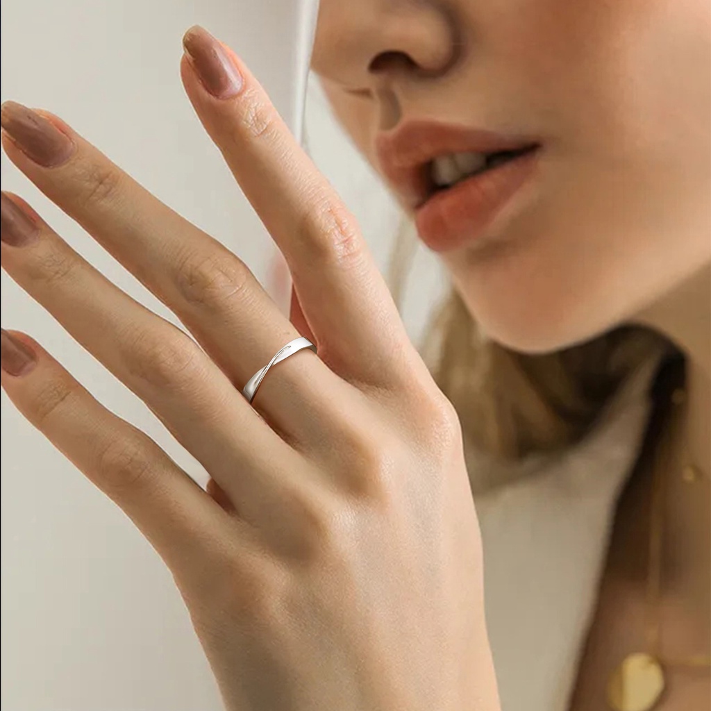 Nhẫn Cưới Thắt Nút Bằng Thép Không Gỉ Vnox Mobius Cho Cặp Đôi