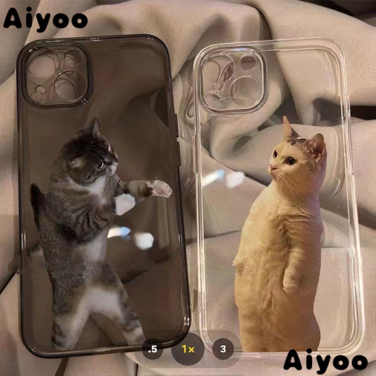 ✅Ốp Điện Thoại Silicon Dẻo Trong Suốt In Hình Mèo Biche Chống Sốc Cho iPhone 14 / 13 12Promax 11 xs 8p O3A6