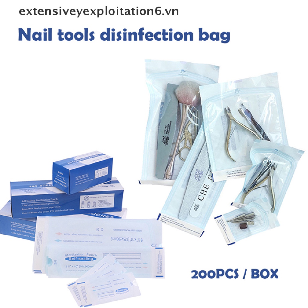 Set 200 Túi Khử Trùng Dụng Cụ Làm Móng Bằng PP Dùng Một Lần