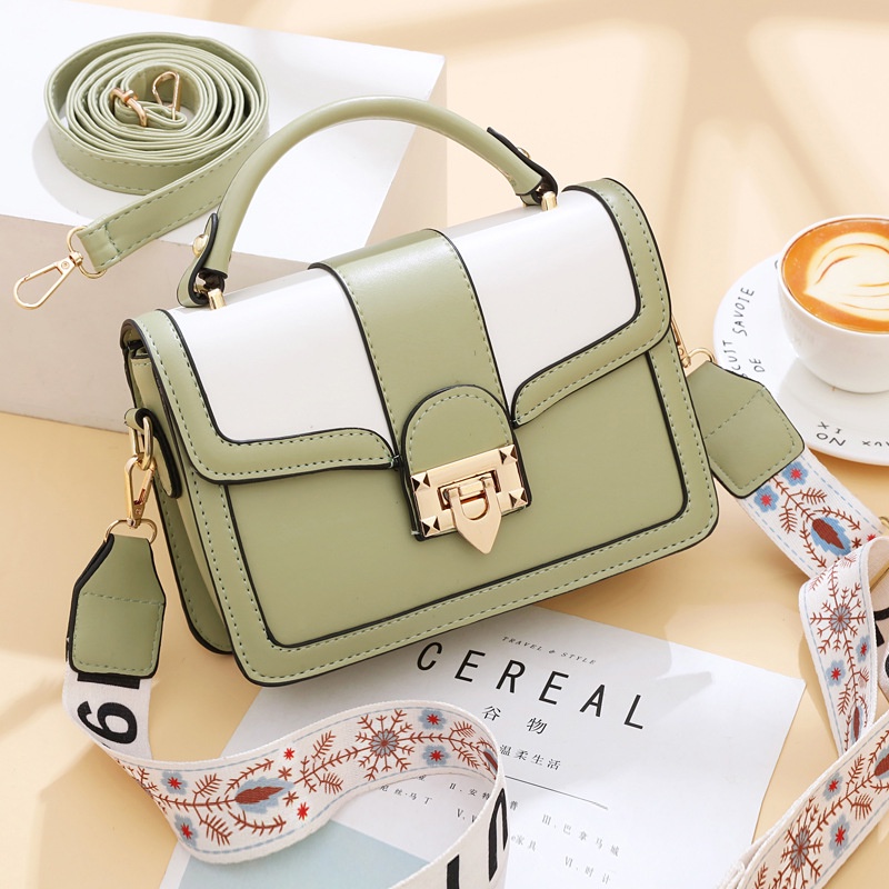 Túi Đeo Chéo Vuông Nhỏ Màu Tương Phản Phong Cách Hàn Quốc Thời Trang Cho Nữ