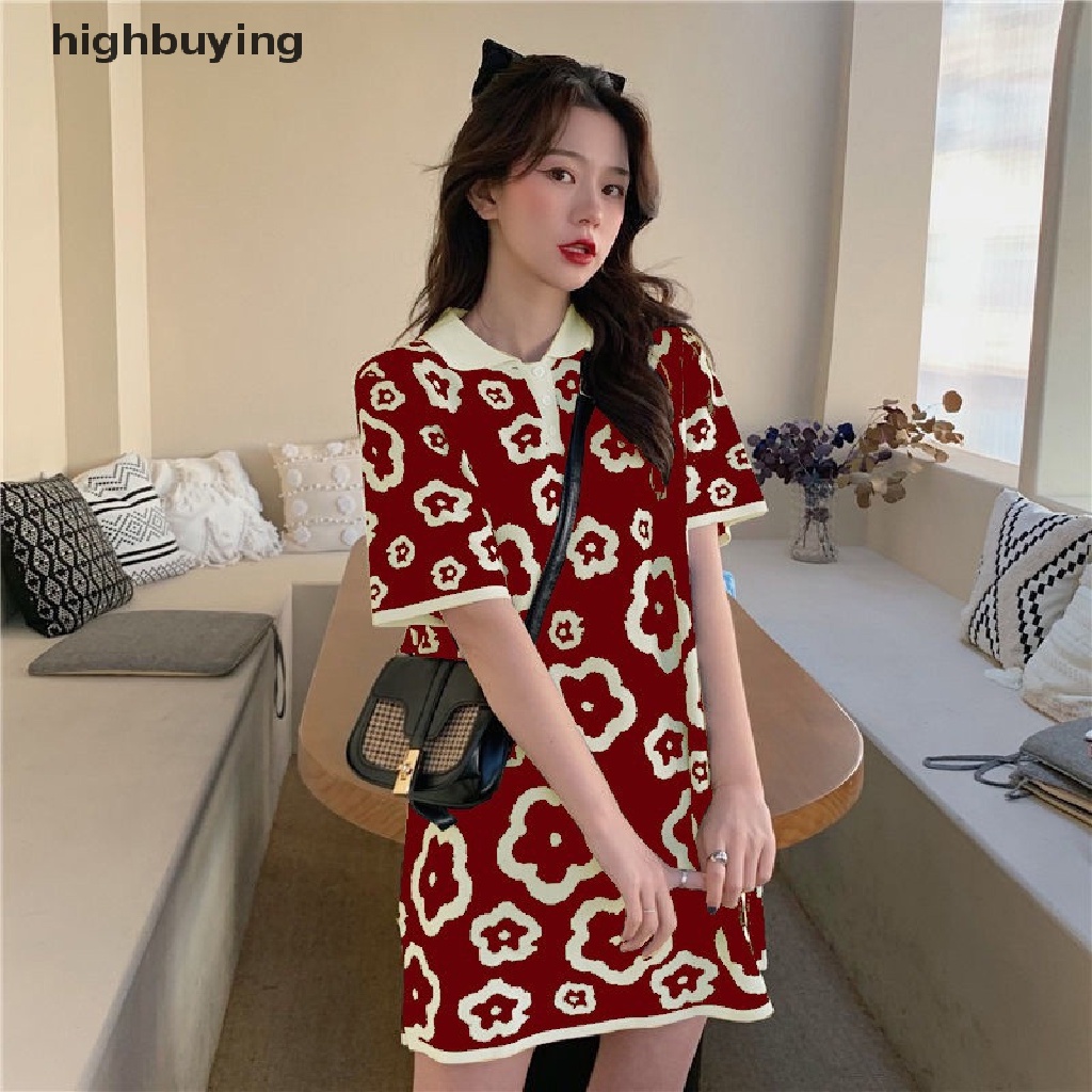 Đầm Tay Ngắn Dáng Rộng In Họa Tiết Nghệ Thuật Thời Trang Mùa Hè Hàn Quốc Cho Nữ